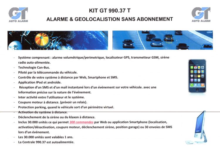 KIT GT 990.37 T : alarme et géolocalisation sans abonnement